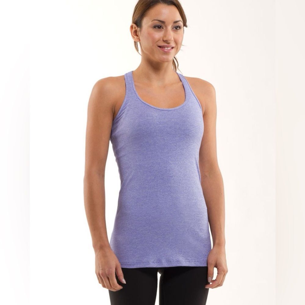 LULULEMON Cool Racerback Long Tank Top in Heathered Persian Purple Sz Small